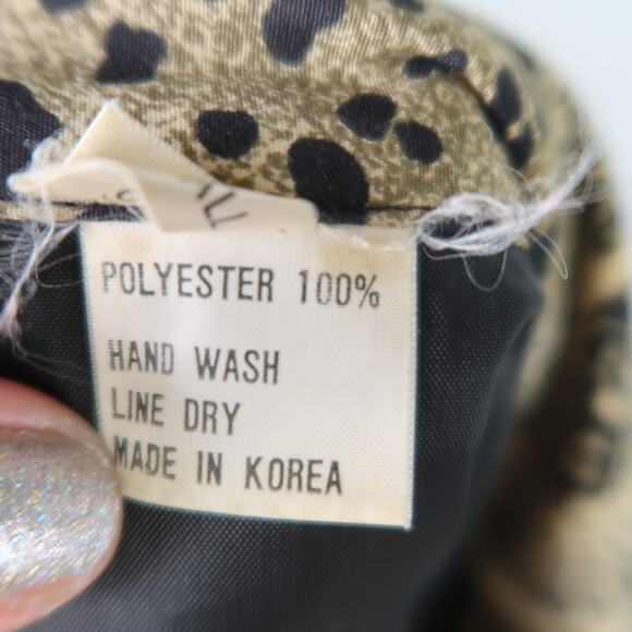 Vintage 80s Tan and Black Cheetah Print Satin Bomber Jacket - Picture 6 of 8